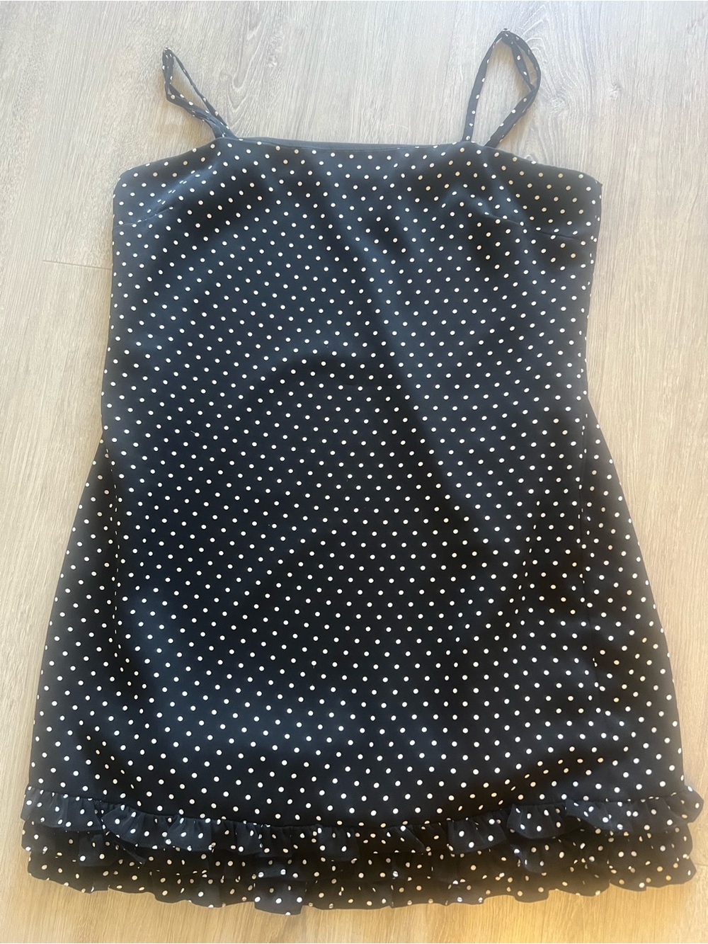 Black Polka Dot Spaghetti Strap Mini Dress | Vintage Style Slip Sundress